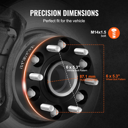 VEVOR 1.5" 6"x5.3" Wheel Spacers Wheel Adapters 6 Lug Forged Spacer 4 PCS Black