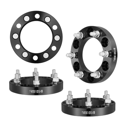 1m Wheel Spacers & Adapters, 6 Lug, Forged Aluminum, Set of 4, Black