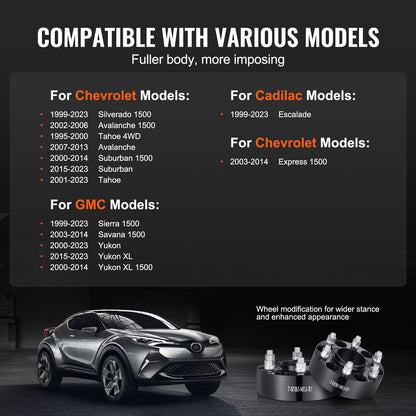 VEVOR 2" 6"x5.5" Wheel Spacers Wheel Adapters 6 Lug Forged Spacer 4 PCS Black