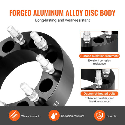 2 Meter Wheel Spacers & Adapters, 8 Lug, Aluminum, Set of 2, Black