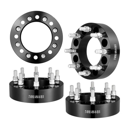 2 Meter Wheel Spacers & Adapters, 8 Lug, Aluminum, Set of 2, Black