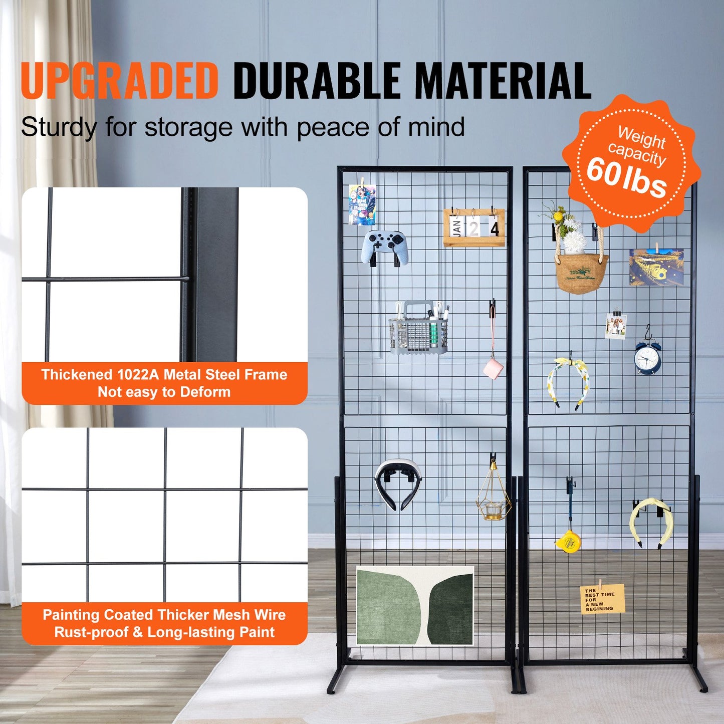 VEVOR 2' x 5.6' Grid Wall Panels Tower, 2 Packs Wire Gridwall Display Racks with