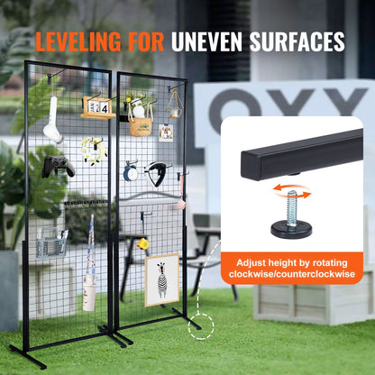 Dual-Sided Gridwall Display Panels with T-Base for Retail & Art Shows, 2-Pack