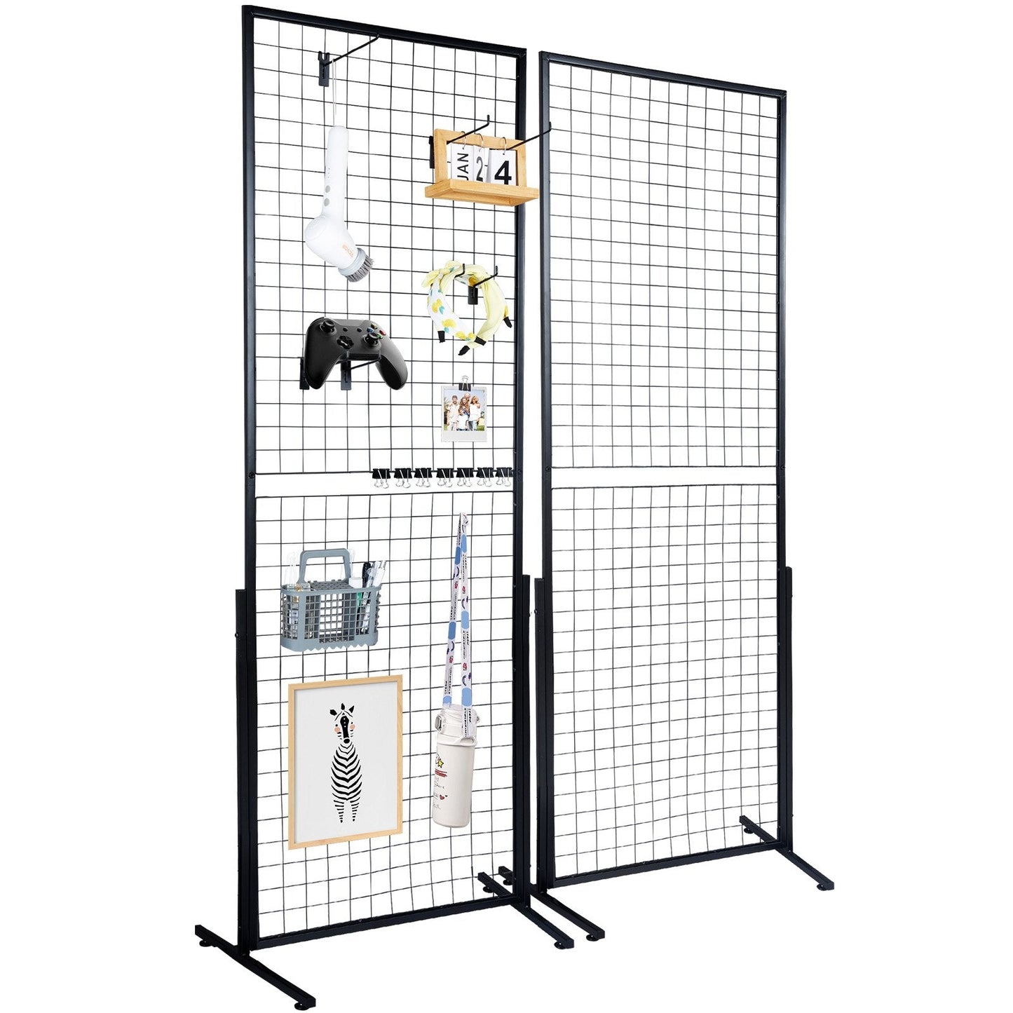 Dual-Sided Gridwall Display Panels with T-Base for Retail & Art Shows, 2-Pack