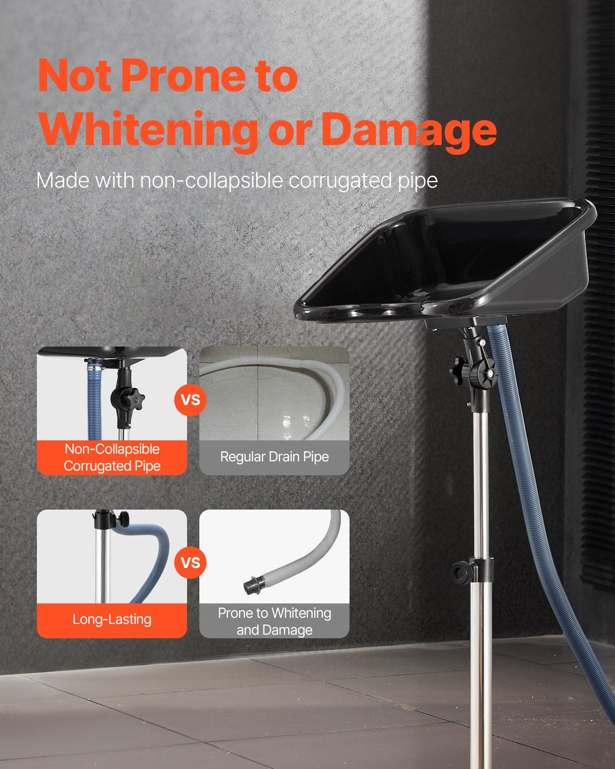 Portable Shampoo Bowl, Shampoo Sink with Adjustable Height & Angle, Salon Hair Wash Sink with Drain Hose and Star-Shaped Support Base for Barbershop Beauty Spa Center Home Use