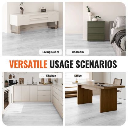 VEVOR Interlocking Vinyl Floor Tiles 48 x 7.3 inch, 10 Tiles 5.5mm Thick Snap Together,