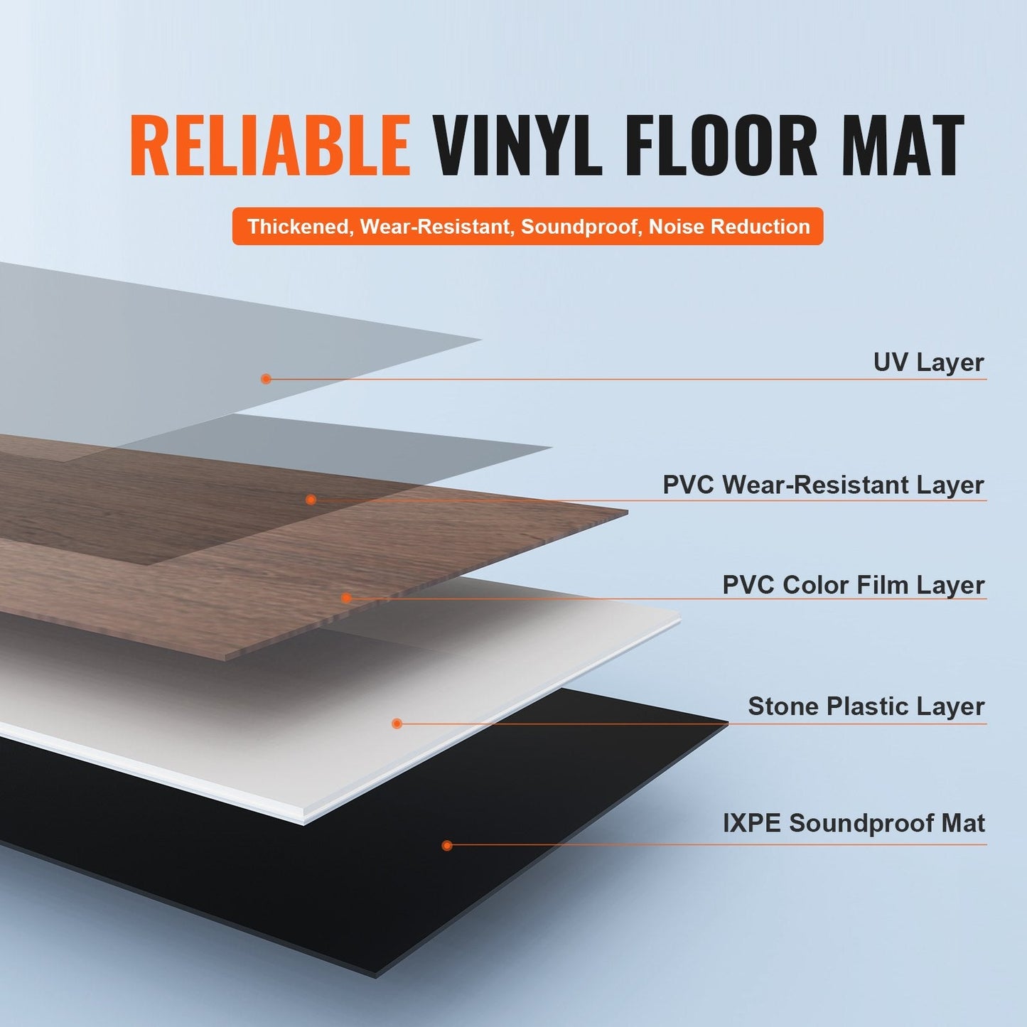 Interlocking Vinyl Floor Tiles, 1.22m x 0.185m, Deep Brown Wood Grain, 10 Pack