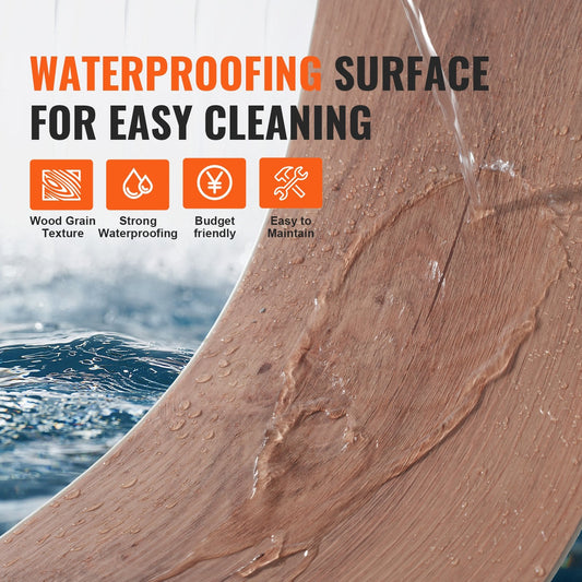 Interlocking Vinyl Floor Tiles, 1.22m x 0.185m, Deep Brown Wood Grain, 10 Pack