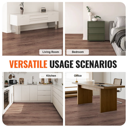 VEVOR Interlocking Vinyl Floor Tiles 48 x 7.3 inch, 10 Tiles 5.5mm Thick Snap Together,