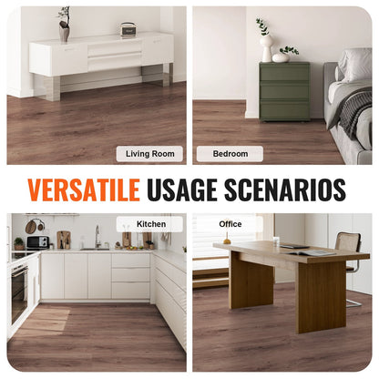 Interlocking Vinyl Floor Tiles, 1.22m x 0.185m, Deep Brown Wood Grain, 10 Pack