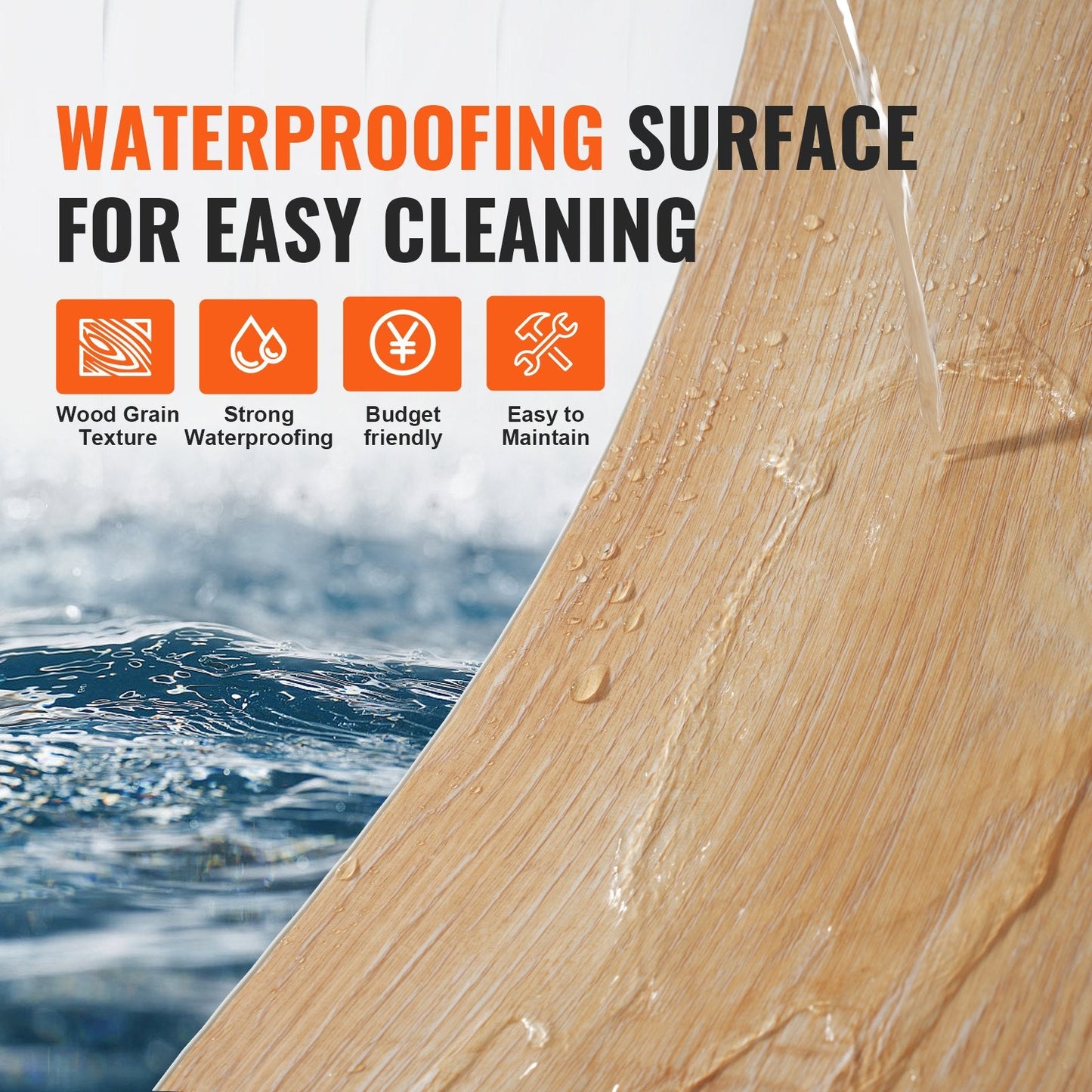 Interlocking Vinyl Floor Tiles, Wood Grain, 1.22 x 0.185m, 5.5mm Thick, 10 Pack