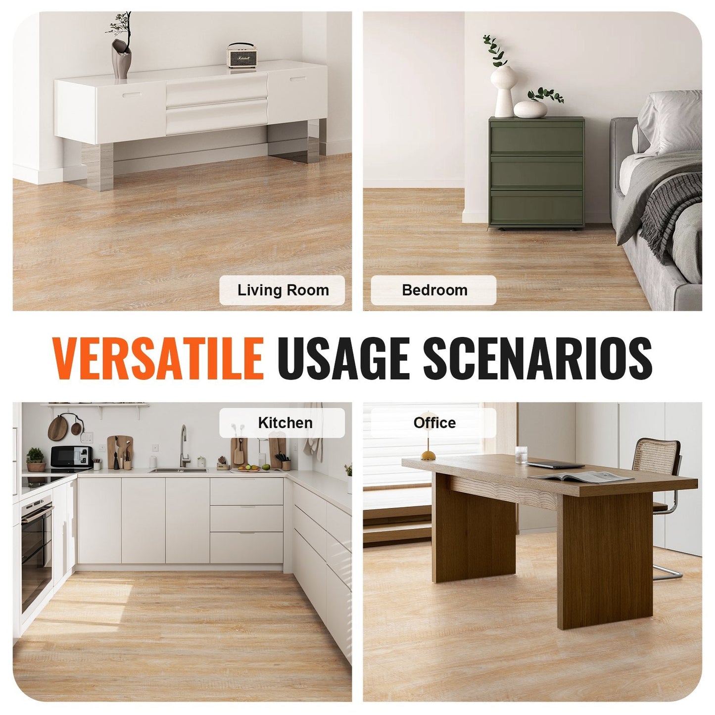 Interlocking Vinyl Floor Tiles, Wood Grain, 1.22 x 0.185m, 5.5mm Thick, 10 Pack