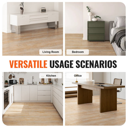 Interlocking Vinyl Floor Tiles, Wood Grain, 1.22 x 0.185m, 5.5mm Thick, 10 Pack