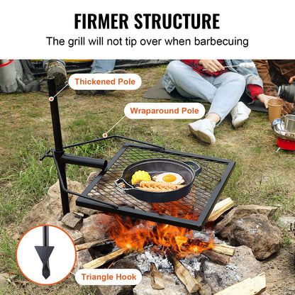 VEVOR Swivel Campfire Grill, Fire Pit Grill Grate over Fire Pits, Heavy Duty Steel