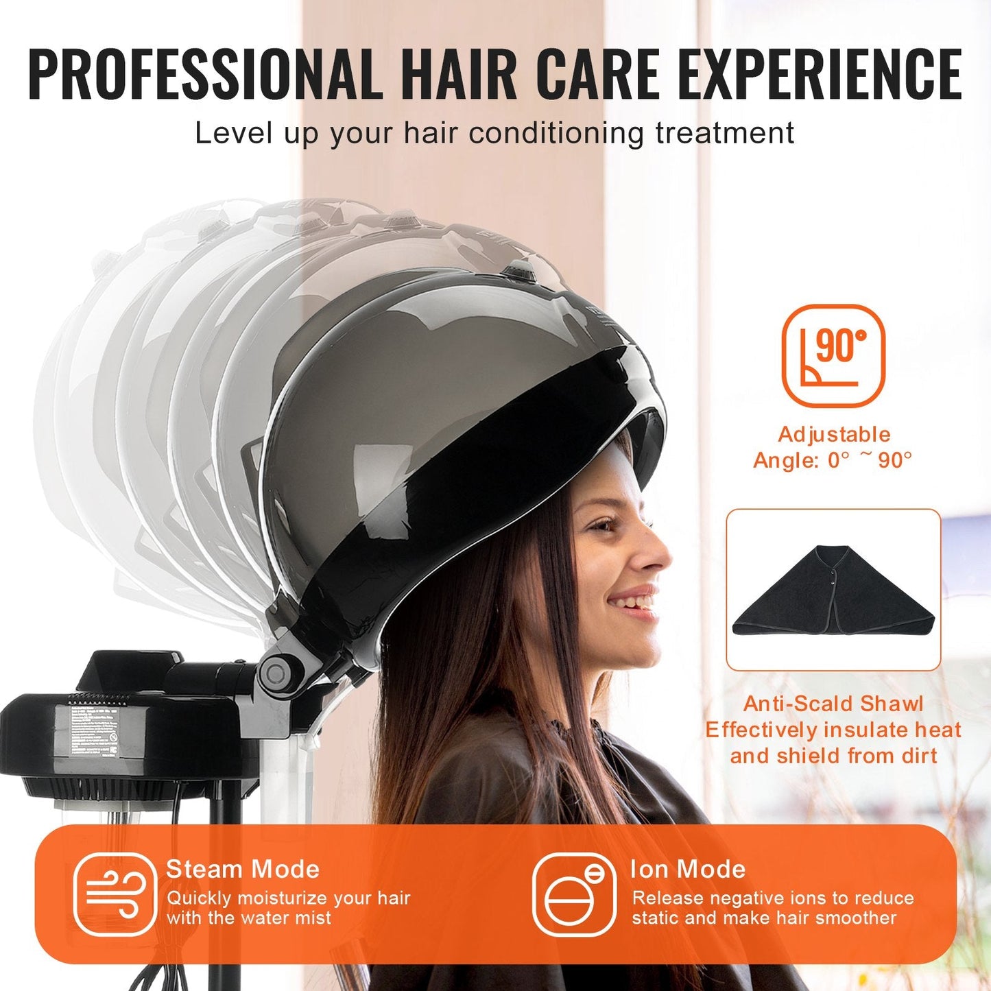 Professional Ionic Hair Steamer with Adjustable Height and Timer for Salon & Home
