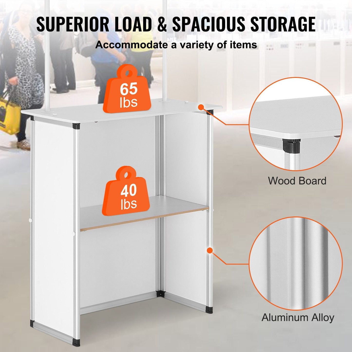 Portable Exhibition Display Counter with Storage, 1.8m, Foldable and Lightweight