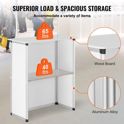 Portable Exhibition Display Counter with Storage, 1.8m, Foldable and Lightweight