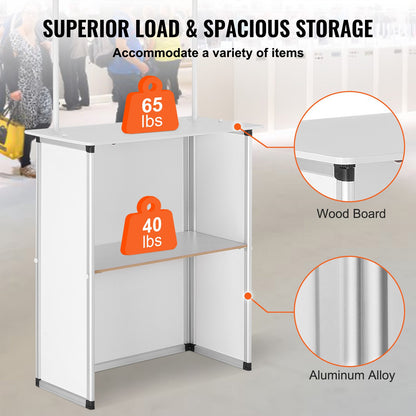 VEVOR Portable Tradeshow Podium Table, 785 x 380 x 1815 mm, Display Exhibition Counter