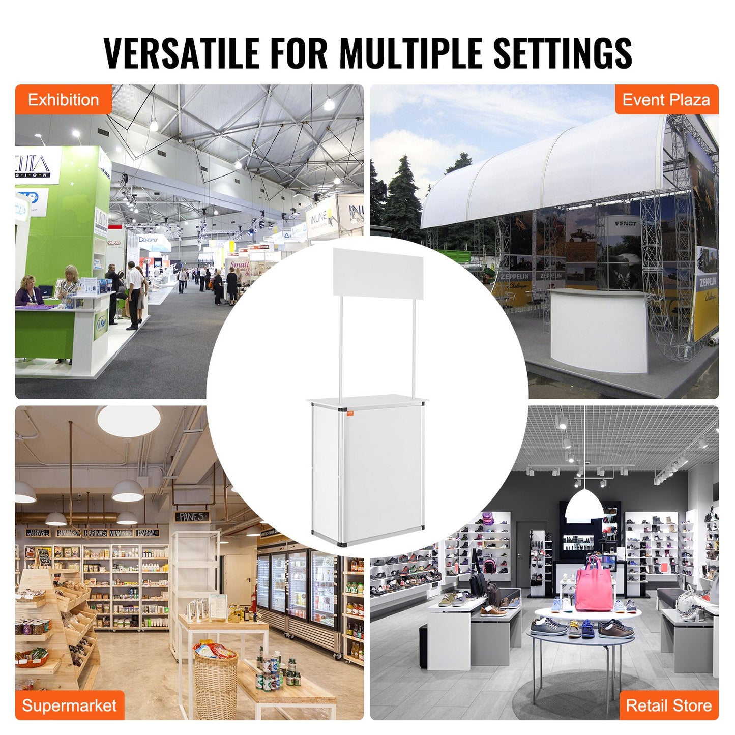 VEVOR Portable Tradeshow Podium Table, 785 x 380 x 1815 mm, Display Exhibition Counter