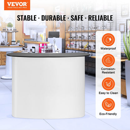 Portable Exhibition Counter with Storage, 1.3 x 0.47 x 0.95 m, Foldable Design