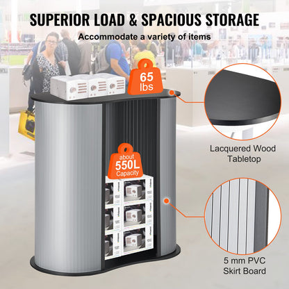 VEVOR Portable Tradeshow Podium Table, 900 x 490 x 940 mm, Display Exhibition Counter