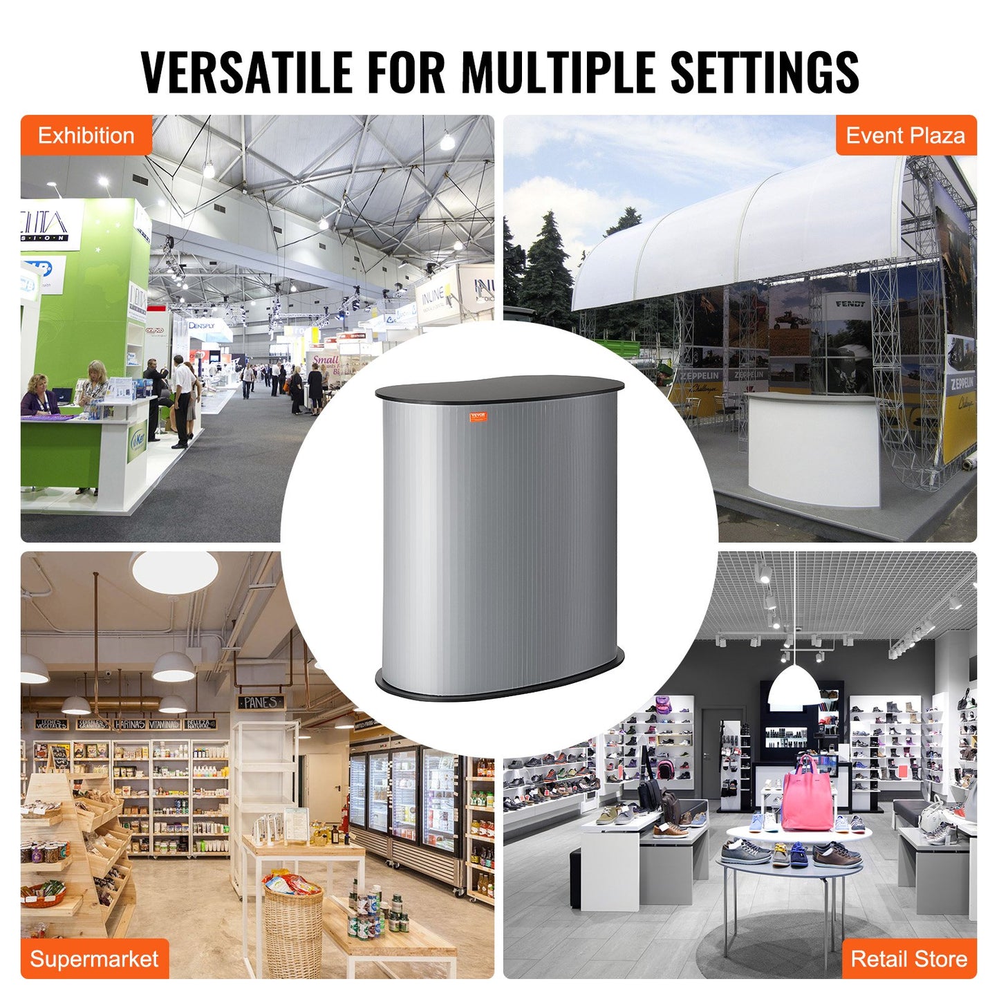 VEVOR Portable Tradeshow Podium Table, 900 x 490 x 940 mm, Display Exhibition Counter