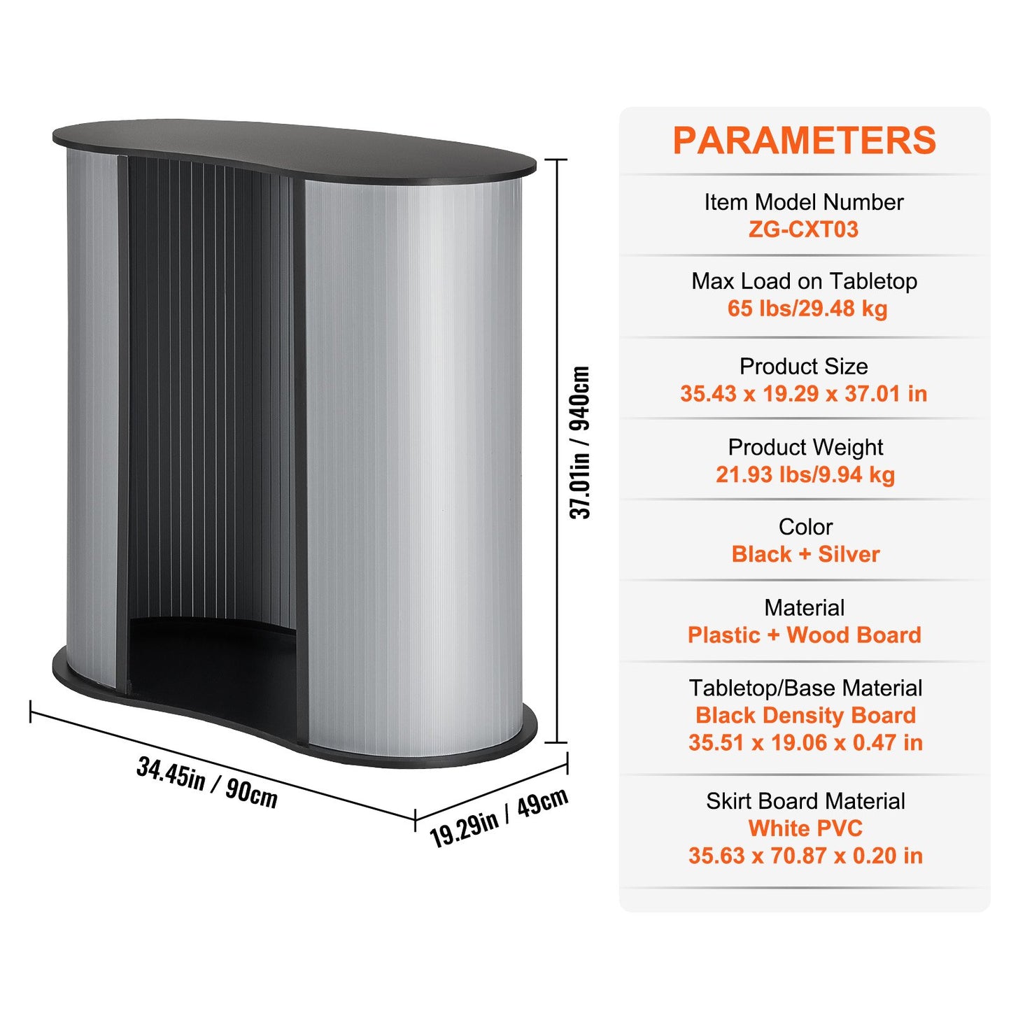 VEVOR Portable Tradeshow Podium Table, 900 x 490 x 940 mm, Display Exhibition Counter