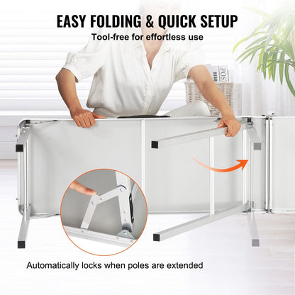 Portable Folding Bar Table with Carrying Bag, 50 kg Capacity, 2.6 m Skirt, Black