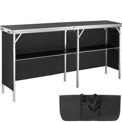 Portable Folding Bar Table with Carrying Bag, 50 kg Capacity, 2.6 m Skirt, Black
