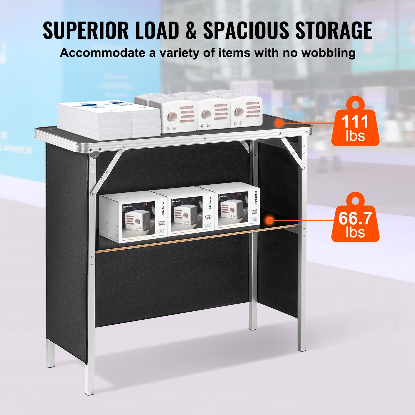 VEVOR Folding Portable Bar Table, Tradeshow Podium Table for Indoor, Outdoor, Party,