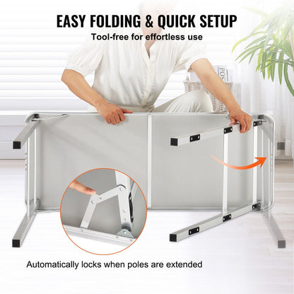 Folding Portable Bar Table with Storage Shelf for Events and Exhibitions, Black