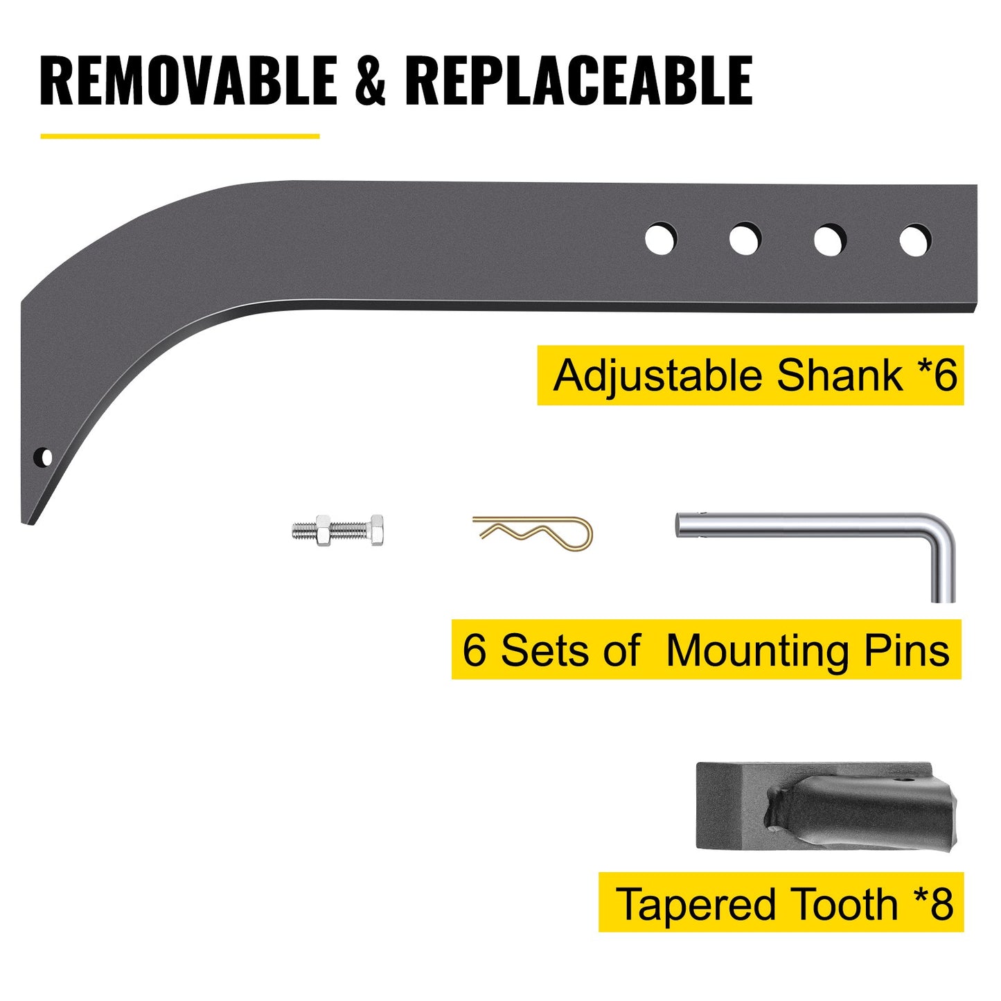 VEVOR Box Blade Shank, 46.6 cm Scarifier Shank, 4 Holes Box Scraper Shank, Ripper