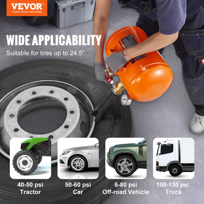 VEVOR Tire Bead Seater, 5 Gal/19L Air Tire Bead Blaster with Pressure Gauge & Handle,