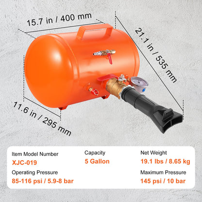VEVOR Tire Bead Seater, 5 Gal/19L Air Tire Bead Blaster with Pressure Gauge & Handle,