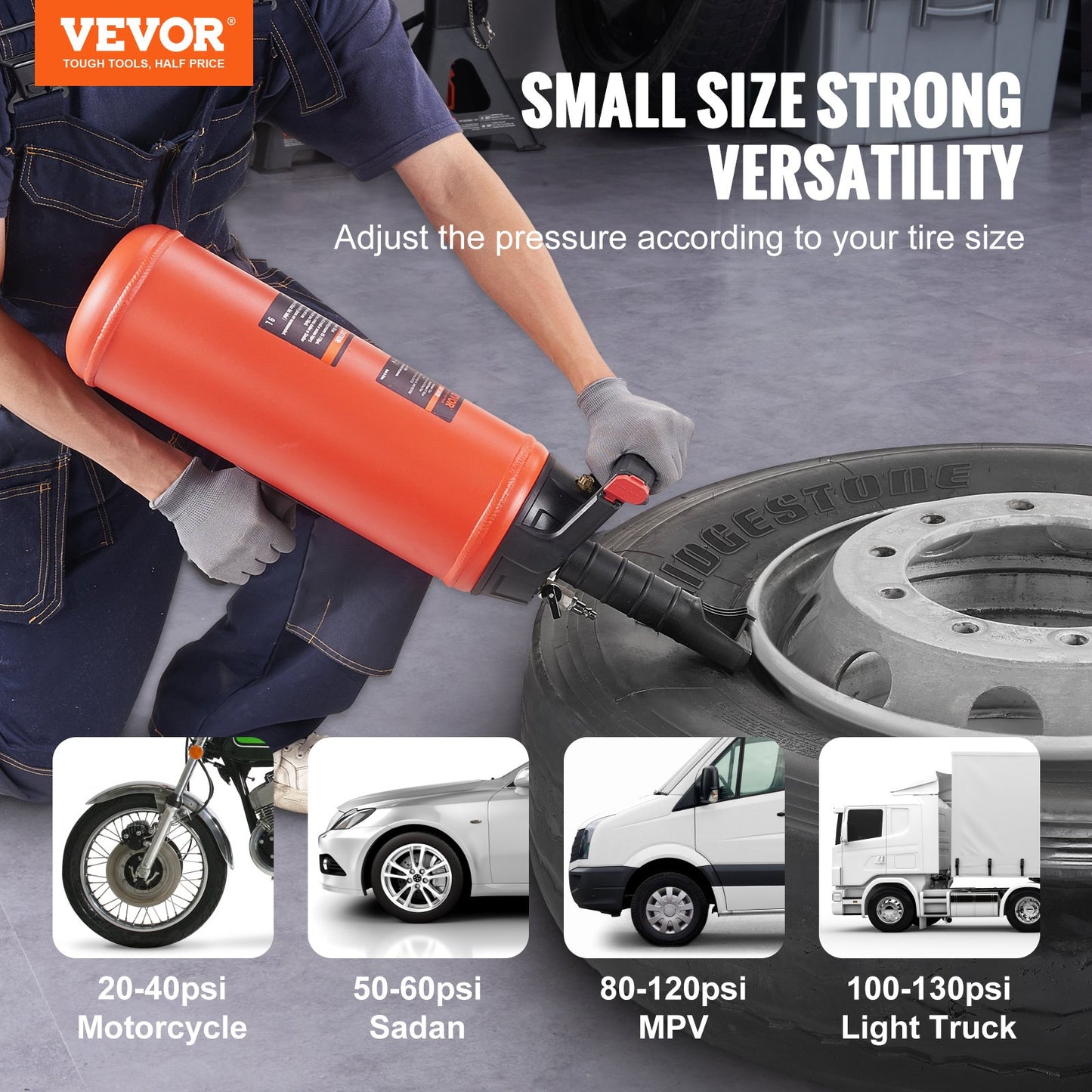 VEVOR Tire Bead Seater, 2.4 Gal/9 L Air Tire Bead Blaster, 150 PSI Handheld Bead