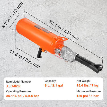 VEVOR Tire Bead Seater, 2.1 Gal/8 L Air Tire Bead Blaster, 120 PSI Handheld Bead