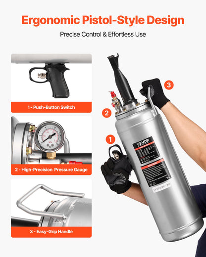 Portable Tire Bead Seater, 2.6 Gal/10 L Air Bead Blaster, Handheld Tire Inflator Tool, 87-116 PSI Operating Pressure, Trigger Seating Inflator for Car, Compact SUV, Light Truck, E-Bike, RV, ATV