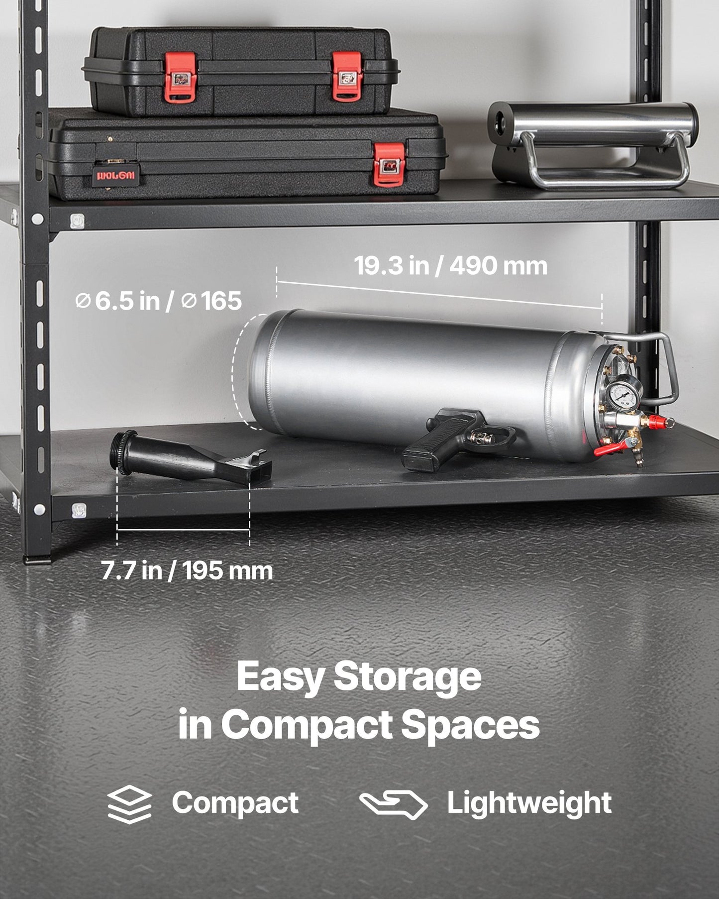 Portable Tire Bead Seater, 2.6 Gal/10 L Air Bead Blaster, Handheld Tire Inflator Tool, 87-116 PSI Operating Pressure, Trigger Seating Inflator for Car, Compact SUV, Light Truck, E-Bike, RV, ATV