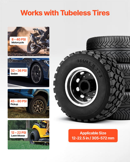 Portable Tire Bead Seater, 3.2 Gal / 12 L Air Bead Blaster, Handheld Tire Inflator Tool, 87-116 PSI Operating Pressure, Trigger Seating Inflator for Car, Compact SUV, Light Truck, E-Bike, RV, ATV