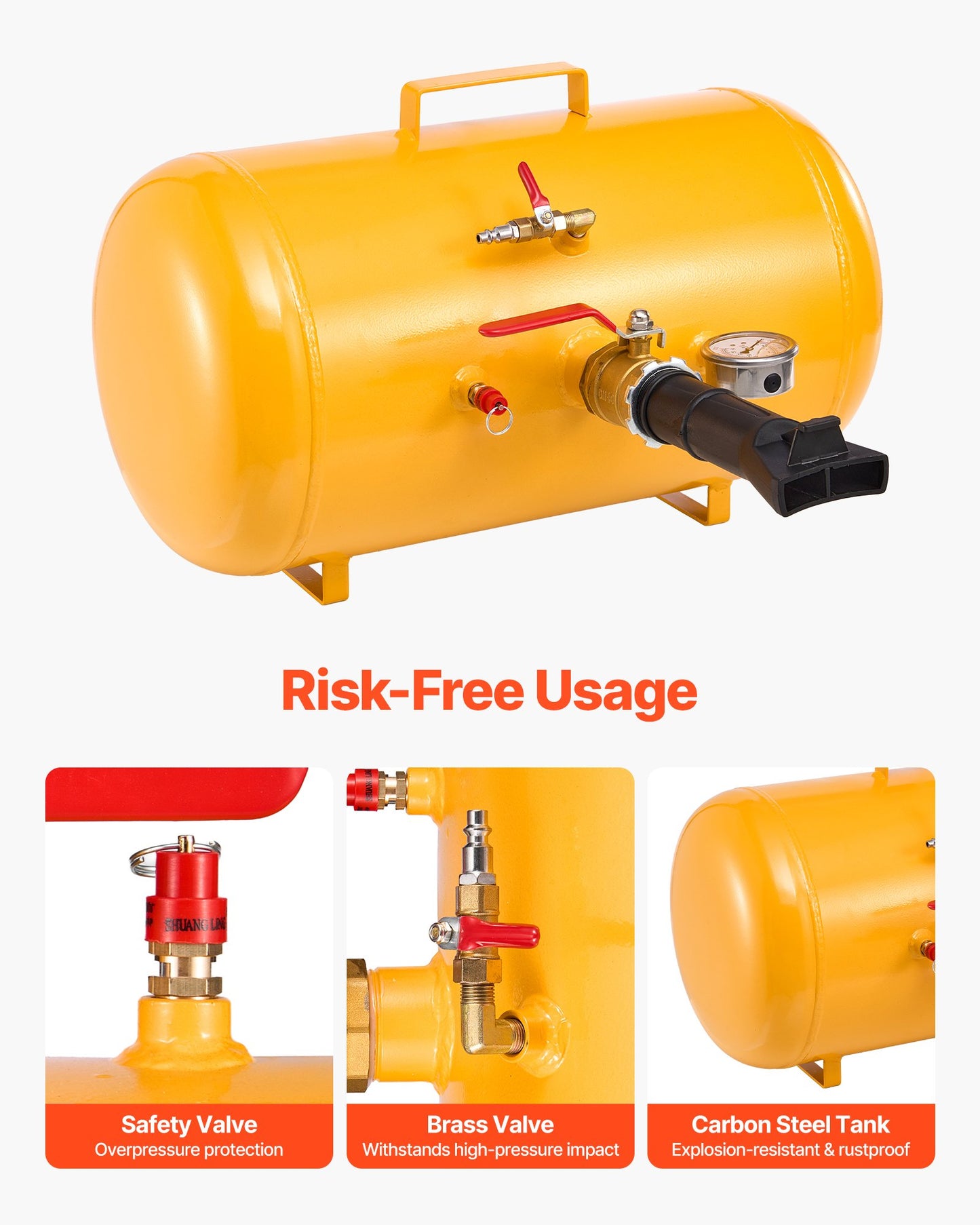 Air Tire Bead Seater, 10 Gal / 37.9 L, Heavy Duty Tire Bead Blaster Tool, 87-116 PSI Operating Pressure, Air Trigger Seating Inflator for ATV, Tractor, Pickup, Truck, Jeep, RV, UTV, Yellow