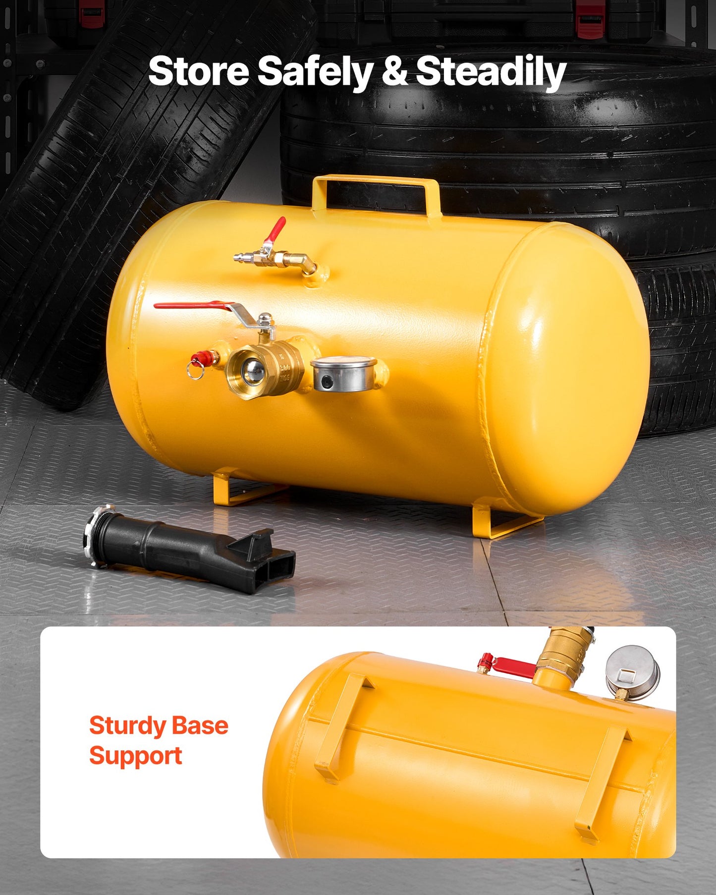 Air Tire Bead Seater, 10 Gal / 37.9 L, Heavy Duty Tire Bead Blaster Tool, 87-116 PSI Operating Pressure, Air Trigger Seating Inflator for ATV, Tractor, Pickup, Truck, Jeep, RV, UTV, Yellow