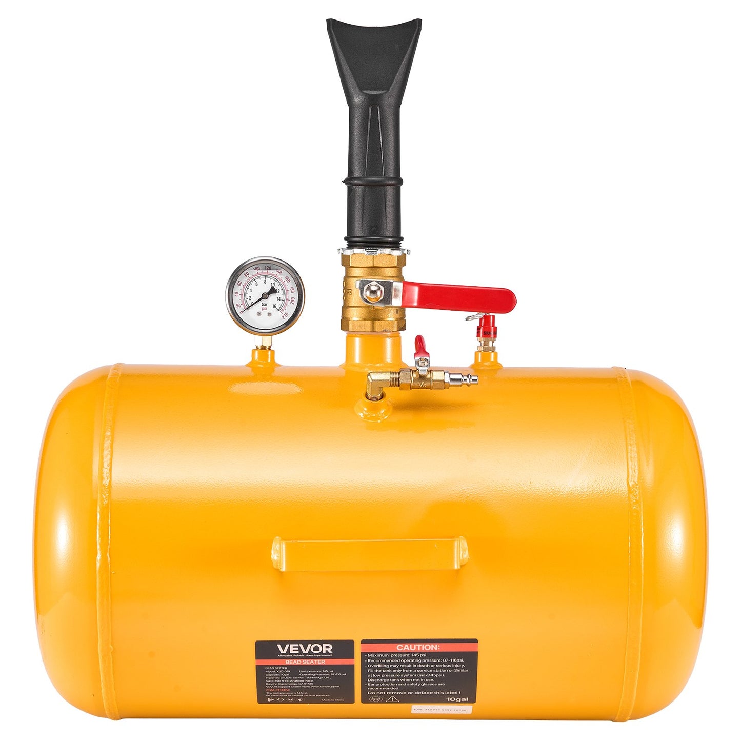 Air Tire Bead Seater, 10 Gal / 37.9 L, Heavy Duty Tire Bead Blaster Tool, 87-116 PSI Operating Pressure, Air Trigger Seating Inflator for ATV, Tractor, Pickup, Truck, Jeep, RV, UTV, Yellow