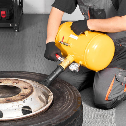 Air Tire Bead Seater, 5 Gal / 18.9 L, Heavy Duty Tire Bead Blaster Tool, 87-116 PSI Operating Pressure, Air Trigger Seating Inflator for Pickup, Truck, ATV, Jeep, Van, Lawn Tractor, RV, Yellow
