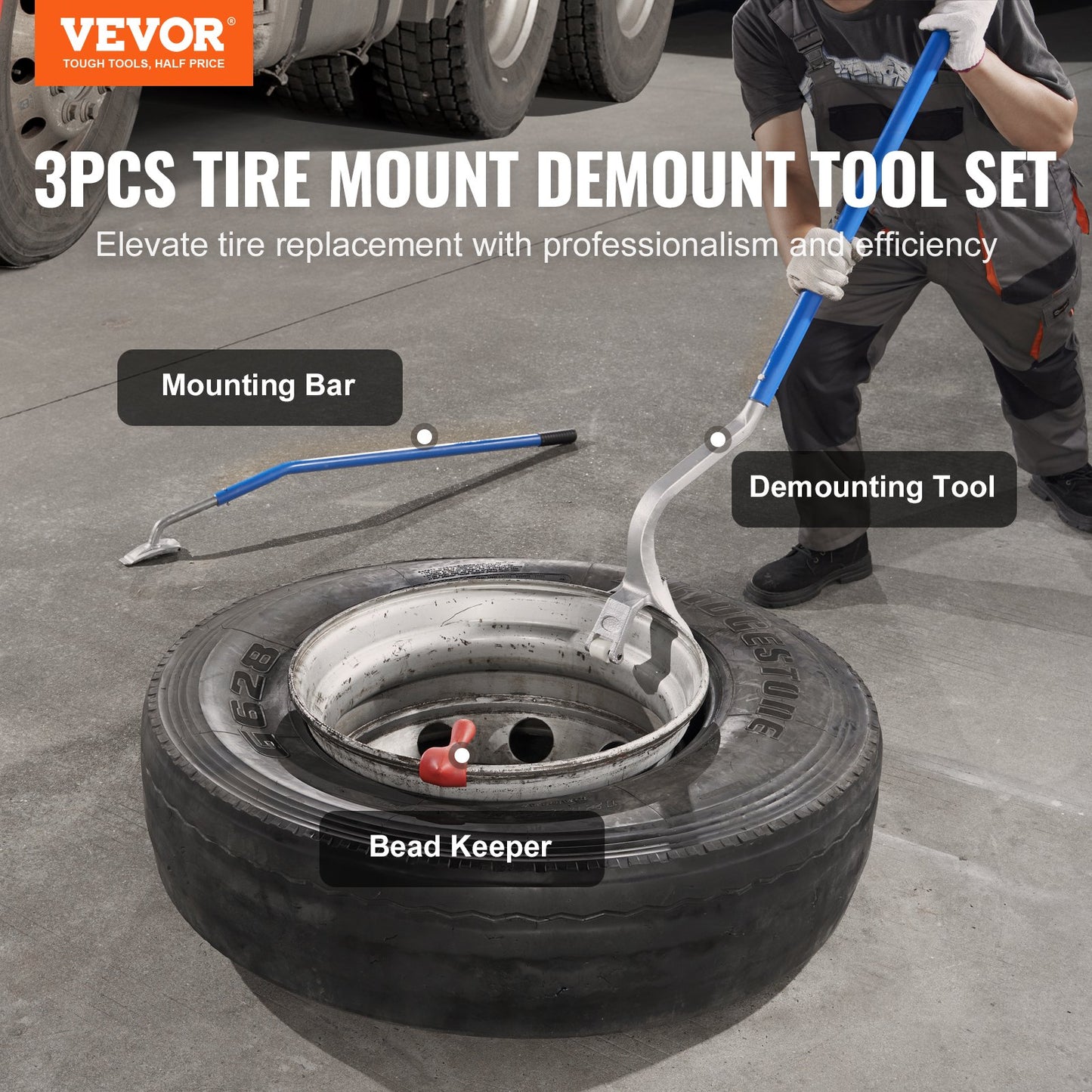 VEVOR Tire Mount Demount Tool, 571-622 mm Manual Steel Tire Changer Mount Demount