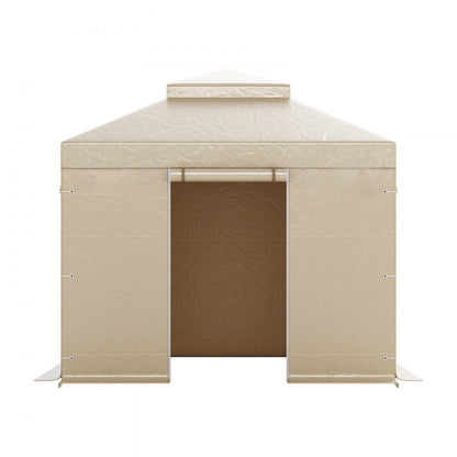 Winter Gazebo Cover Fits 3.05 x 3.05 m Hardtop Gazebos, All-Weather Double-Tiered Gazebo Cover with Sidewalls & Windows, High-Density PE Enclosed Storage Shelter Covers, Gazebos not Included