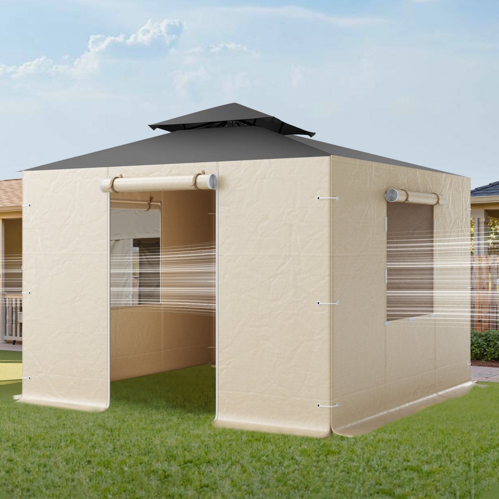 4-Panel Winter Gazebo Cover Sidewalls Fits 2.9x2.9 m Gazebos Mesh Windows