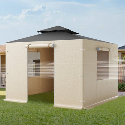 4-Panel Winter Gazebo Cover Sidewalls Fits 2.9x2.9 m Gazebos Mesh Windows