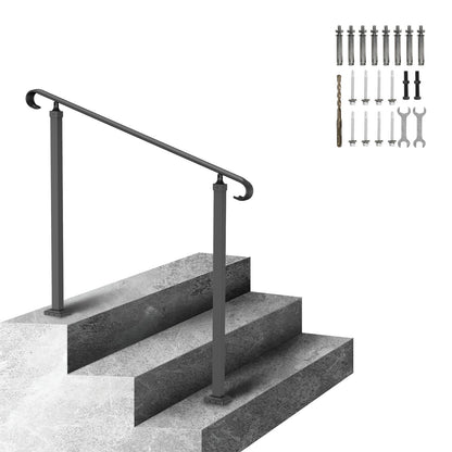VEVOR Handrails for Outdoor Steps, Fit 1-3 Steps Wrought Iron Handrail, Outdoor