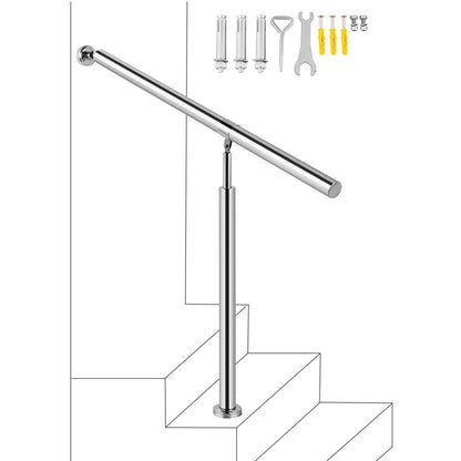 VEVOR Step Handrail 304 Stainless Steel Stair Railing 1-2 Step for Indoor and Outdoor
