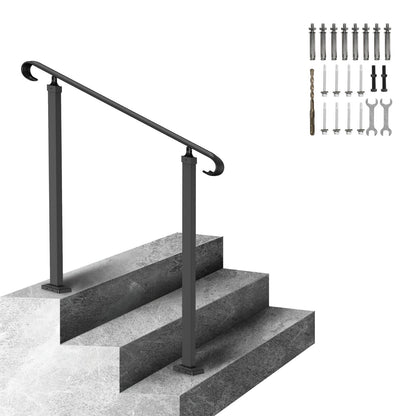 VEVOR Handrails for Outdoor Steps, Fit 1-3 Steps Outdoor Stair Railing, Wrought